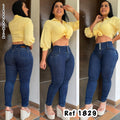 Pantalón premium azul medio pretina 4 botones
